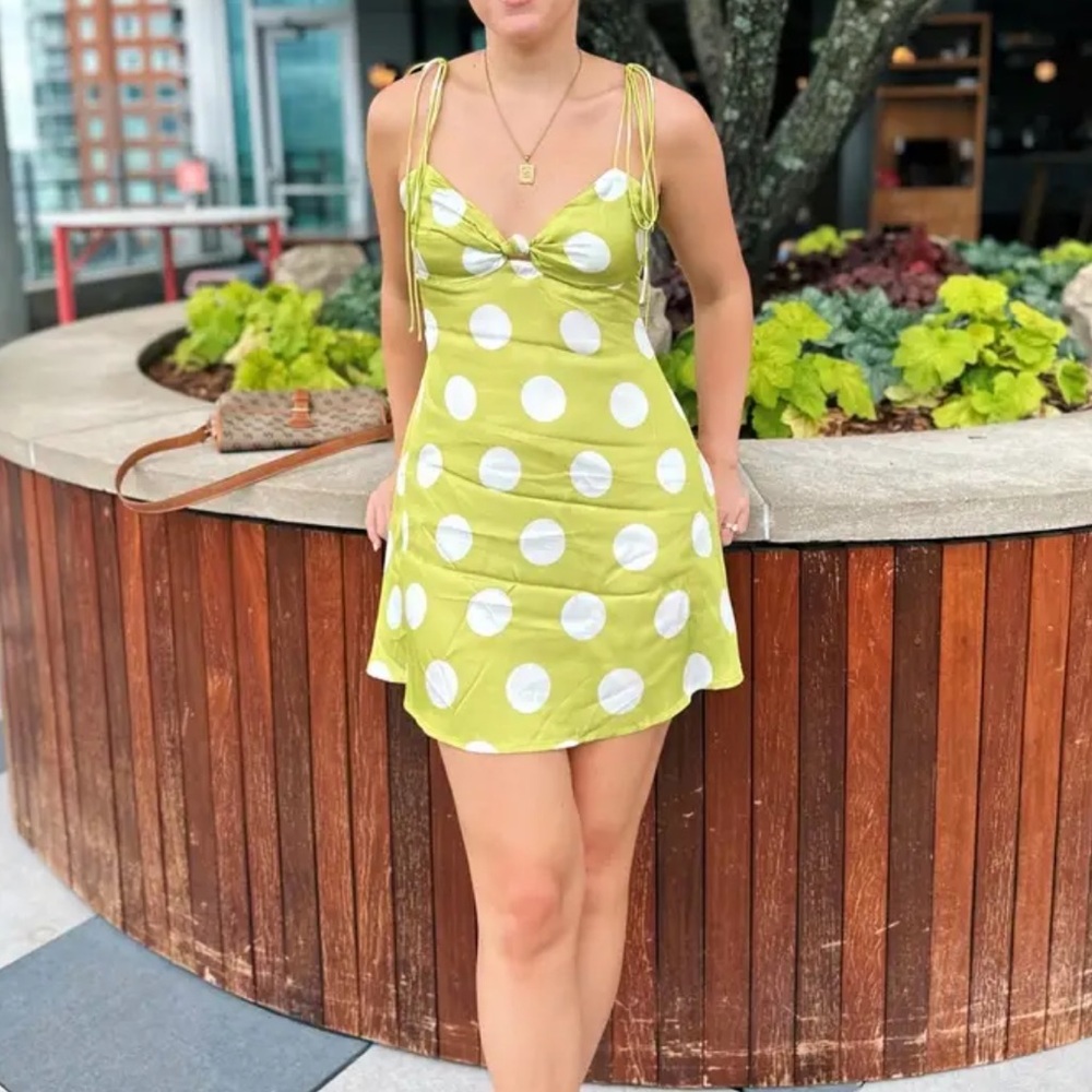 For Love And Lemons Green Spaghetti Strap Sundress